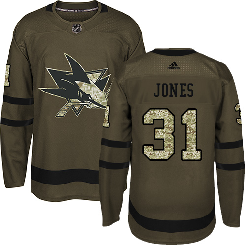 Adidas Sharks #31 Martin Jones Green Salute to Service Stitched Youth NHL Jersey